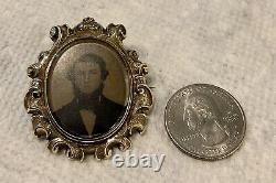 Antique Victorian 10K Gold Portrait Mourning Pin Buy Yourself A New Relative