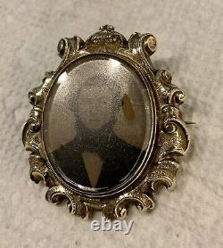 Antique Victorian 10K Gold Portrait Mourning Pin Buy Yourself A New Relative