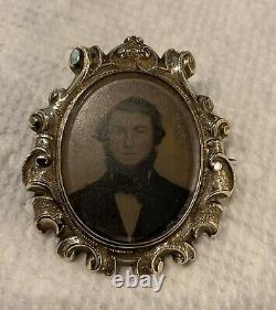 Antique Victorian 10K Gold Portrait Mourning Pin Buy Yourself A New Relative