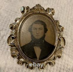 Antique Victorian 10K Gold Portrait Mourning Pin Buy Yourself A New Relative