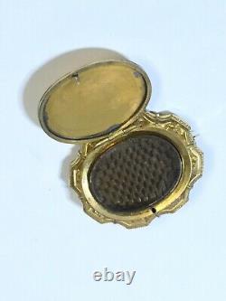 Antique Victorian 10K Gold and Weaved Hair Locket Brooch