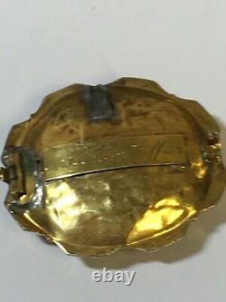 Antique Victorian 10K Gold and Weaved Hair Locket Brooch