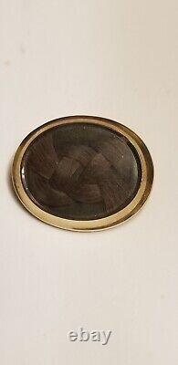 Antique Victorian 10K gold mourning hair brooch with 4 multi-window back