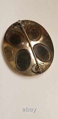 Antique Victorian 10K gold mourning hair brooch with 4 multi-window back