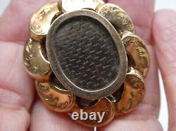 Antique Victorian 10k Yellow Gold Mourning Braided Hair Brooch Or Pendant