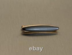 Antique Victorian 14k Gold Bar Black Enamel Pin Mourning Jewelry Brooch