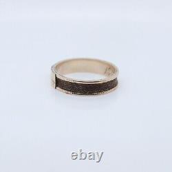 Antique Victorian 14k Gold & Braided Hair Art Mourning Band Ring