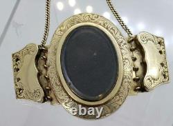 Antique Victorian 14k Gold Engraved Mourning Photo Hair Bracelet Clasp