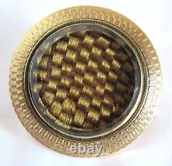 Antique Victorian 14k Gold Mourning Pin Woven Braided Hair Weave Memorial Brooch