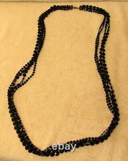 Antique Victorian 46 Black Four Strand Mourning Necklace