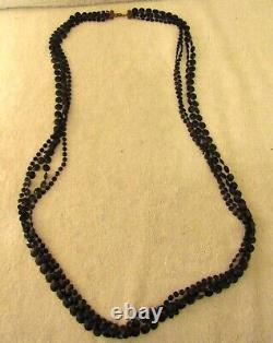 Antique Victorian 46 Black Four Strand Mourning Necklace