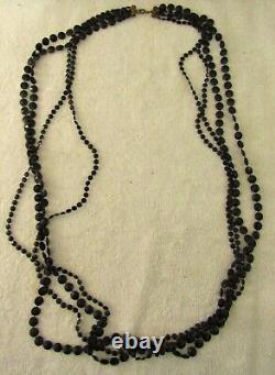 Antique Victorian 46 Black Four Strand Mourning Necklace