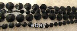 Antique Victorian 46 Black Four Strand Mourning Necklace