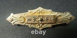 Antique Victorian 9C/9K Gold Mourning Pin Brooch