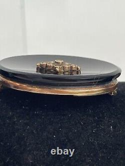 Antique Victorian Bakelite Mourning Pin Brooch 14 Kt Gold Superb