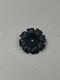 Antique Victorian Black Jet Stone Flower Mourning Brooch Pin Floral Seed Pearl