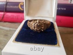 Antique Victorian Circa 1800 10K Mourning hair ring Faith Hope Charity