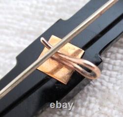 Antique Victorian Edwardian 9ct Gold Black Onyx Seed Pearl Mourning Pin Brooch