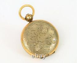 Antique Victorian Engraved Mourning Hair Photo Locket Pocket Watch Style Silver