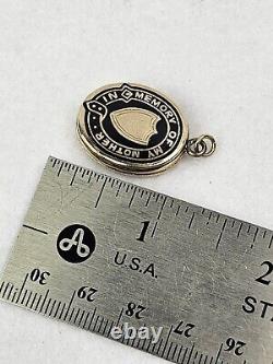 Antique Victorian Era 9K Gold Enameled Hair & Photo Mourning Pendant Locket