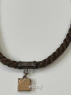 Antique Victorian Era Mourning Braided Hair Pocket Watch Fob Holder with Locket