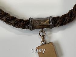 Antique Victorian Era Mourning Braided Hair Pocket Watch Fob Holder with Locket