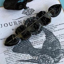 Antique Victorian French Jet Mourning Brooch