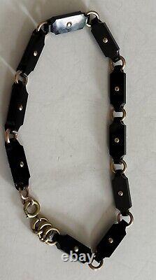 Antique Victorian French Jet Onyx 14k Gold Mourning Choker 14 Necklace 38.5gram