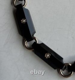 Antique Victorian French Jet Onyx 14k Gold Mourning Choker 14 Necklace 38.5gram