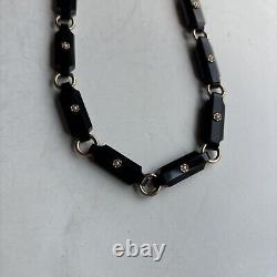 Antique Victorian French Jet Onyx 14k Gold Mourning Choker 14 Necklace 38.5gram