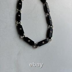 Antique Victorian French Jet Onyx 14k Gold Mourning Choker 14 Necklace 38.5gram