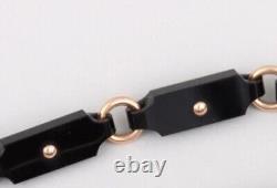 Antique Victorian French Jet Onyx 14k Gold Mourning Choker 14 Necklace 38.5gram