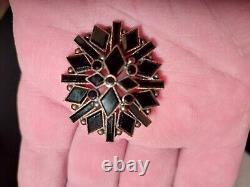 Antique Victorian Gold Fill Black Onyx Mourning Brooch & Earrings