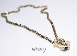 Antique Victorian Gold Filled Mourning Enamel Pendant Necklace Monogrammed RARE
