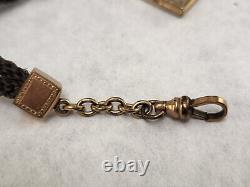 Antique Victorian Gold Filled Mourning Human Hair Watch Chain Locket Fob