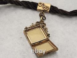 Antique Victorian Gold Filled Mourning Human Hair Watch Chain Locket Fob