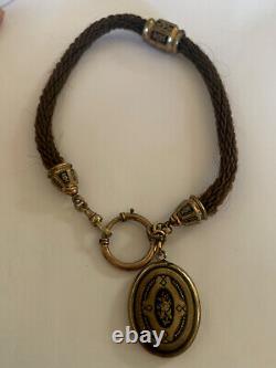 Antique Victorian Hair Mourning Jewelry Bracelet/Necklace/Fob Engraved Locket