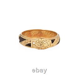 Antique Victorian Hair Ring 18k Yellow Gold Sz 10 Band Vintage Mourning Jewelry