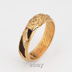 Antique Victorian Hair Ring 18k Yellow Gold Sz 10 Band Vintage Mourning Jewelry