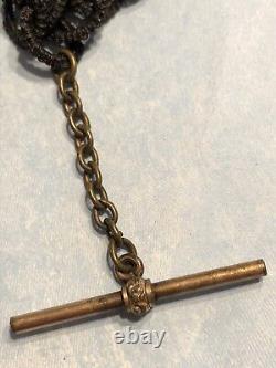 Antique Victorian Horse Hair Mourning Pocket Watch Fob Chain