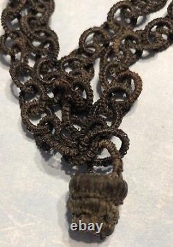 Antique Victorian Horse Hair Mourning Pocket Watch Fob Chain