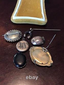 Antique Victorian Locket Mourning Jewelry 9k 10k Gold & Gold Plate