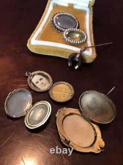 Antique Victorian Locket Mourning Jewelry 9k 10k Gold & Gold Plate