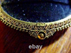 Antique Victorian MOURNING BROCH 12K Gold & Micro Mosaic FLOWERS