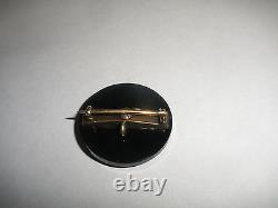 Antique Victorian MOURNING BROOCH 14K Gold BLACK JET PEARLS PENDANT Jewelry