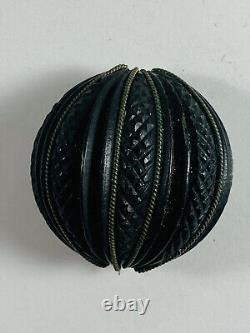 Antique Victorian Mourning Black Onyx Pin Brooch enamel funeral death