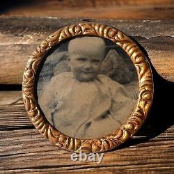 Antique Victorian Mourning Brooch Photo of Baby Memorial Jewelry