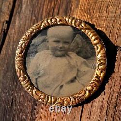 Antique Victorian Mourning Brooch Photo of Baby Memorial Jewelry