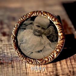 Antique Victorian Mourning Brooch Photo of Baby Memorial Jewelry