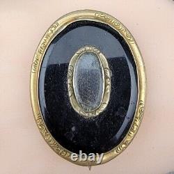 Antique Victorian Mourning Brooch With Onyx, Hand Made Edge Designs